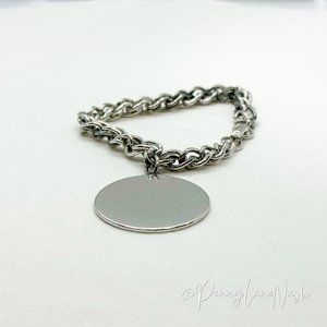 Vintage Silver Chain with Single Plate Bracelet